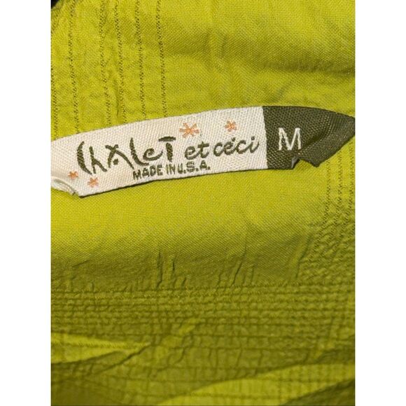 Chalet Et Ceci Yellow Green Tunic Button Up Shirt - Picture 5 of 8